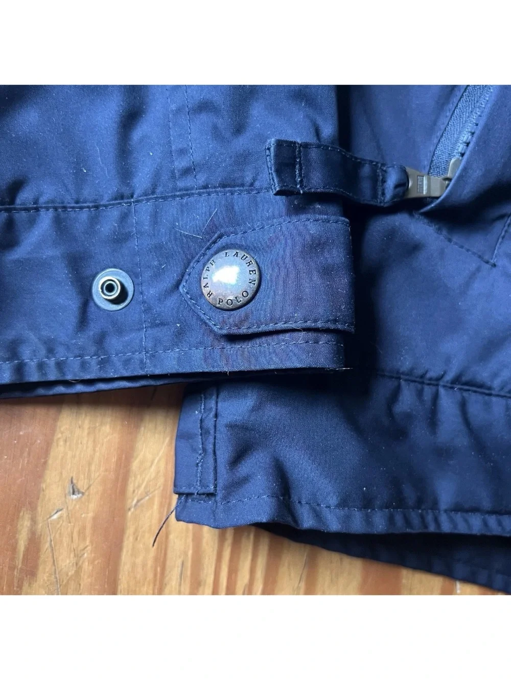 VTG 90s Polo by Ralph Lauren Navy Quilted Hooded Bedale Raincoat EUC